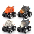 Set of four cartoon animal friction trucks including tiger and wolf with off-road tires - Wild Animal Series B