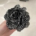 Matte floral hair claw clip in black and white flower pattern for elegant women - Black Leopard Flower Claw Clip