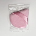 Pink triangular velvet powder puff with ribbon handle in clear individual packaging - Pink / Single Bagged