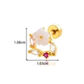 Golden flower earring with colorful zircons measuring 1.08cm by 1.03cm size - White Flower Zirconia Set (940-7# Gold)