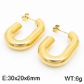 Pendientes de aro en U dorados pulidos con medidas 30x20x6mm y peso de 6g - Pendientes huecos cortos en forma de U estilo A / Dorado