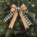 Christmas buffalo plaid and burlap bow decoration for trees 25x23cm black white variant - Black and White Plaid Splicing