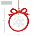 Red wooden Christmas snowflake ornament with bow tie and natural hanging jute rope - Red and White Snowflake