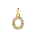 Sparkling gold letter O pendant with white zircon pavé setting for custom necklaces - Letter O Pendant / Gold