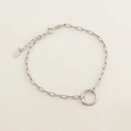 Retro S925 sterling silver chain bracelet featuring oval links and a secure round clasp - Silver Long Bracelet