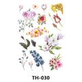 Waterproof temporary tattoo sticker TH-030 with colorful watercolor floral rose designs - Th-030 / 210*148mm