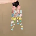 Detail van bloemen kwastjes oorbellen met 925 zilveren naalden en gekleurde hars - 7# 925 Sterling Zilveren Oorknopjes - Kleurrijk - Macaron Hars Bloem Lange Kwastje Oorbellen