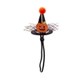 Halloween wizard hat for pets with orange sequin pumpkin and adjustable strap - Smiling Pumpkin Hat