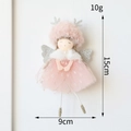 Pink plush angel girl pendant with silver antlers and mesh skirt for Christmas decor - Pink