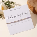 Morse code beaded bracelet with purple and gold cylinders on creative gift card - Purple Gold Style (GZ-B24061121A-P)