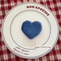 Blue heart-shaped plush Christmas tree decoration with long faux fur texture, 7.5cm size - Blue Heart
