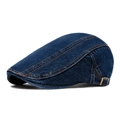 Verstelbare donkerblauwe denim pet met oranje stiksels voor zowel dames als heren - Donkerblauw