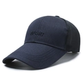 Dunkelblaue atmungsaktive Mesh-Baseballkappe mit SPORT-Stickerei für Outdoor-Aktivitäten - Verstellbar / Marineblau