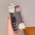 Hair roller pins set with two black nylon rollers and white cat ear clips in packaging - Black (2-Piece Set)