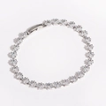 Detailed view of silver bracelet with square-cut cubic zirconia and classic clasp - 4mm White Zircon White Gold
