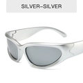 Occhiali da sole ciclista steampunk argento con lenti specchiate dal design futuristico - Montatura Argento Lente Specchiata Bianca
