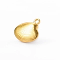 Polished gold shell-shaped pendant charm crafted from stainless steel for jewelry making - Scallop / Gold