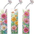 Segnalibri 5D fai-da-te in pelle PU con motivi mandala floreali e ciondoli a farfalla - Stile Fiori Colorati e Farfalla (SQ-33) / Set di 3