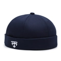 Vintage navy blue docker cap in durable cotton canvas with side logo embroidery - Adjustable / Navy Blue