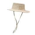Beige outdoor sun hat with breathable mesh, adjustable drawstring and mountain embroidery - One Size / Light Beige