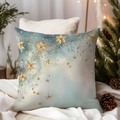 Detail of luxury Christmas pillow case with golden stars and bokeh lighting background - TQDS68-35(3D Golden Star)