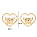 Detail showing 9x11mm hollow heart and butterfly gold studs with size measurements - Style 266 / Gold