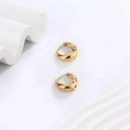 Minimalist 18K gold plated stainless steel U-shaped hoop earrings on white decor - Round Smooth
