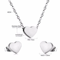 Polished silver heart jewelry set with 45cm necklace and studs in stainless steel - Silver (SE236301S)