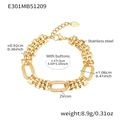 Detalles y dimensiones de la pulsera de acero inoxidable dorado con circonitas - 17+3cm / Dorado