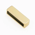 Men's leather bracelet with adjustable minimalist gold polished stainless steel plate - Narrow Blank Accessory / Gold