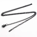 Minimalist black stainless steel cable chain necklace with secure lobster clasp closure - 2mm Width / 45cm Length + 5cm Extender / Black