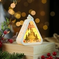 Detail of Christmas lantern with tree print, warm LED light, and pine needle decoration - Christmas Tree / White