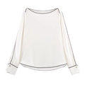 Blusa blanca de hombros descubiertos para mujer con elegantes ribetes negros en contraste - XS / Blanco