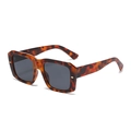 Retro vierkante zonnebril met schildpadmontuur en donkergrijze glazen voor dames - Zwart met Punten / Luipaard Grijze Lenzen