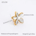 Anello a fiore placcato oro 18K con petali bianchi e una perla centrale da 6,8mm - Placcato Oro 18K / Stile Fiore in Madreperla (JZ21258)