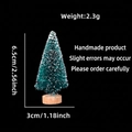 Mini green Christmas tree detail showing 6.5cm height and 3cm wooden base measurements - Teal / 6.5cm