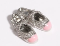 Charmante balletschoen hanger met roze emaille en sprankelende kristallen - Witgoud