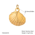 Golden shell-shaped stainless steel pendant with dimensions and weight specifications - Gold Smooth Shell Style (YYAC025120)