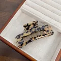 Grande molletta per capelli in acetato con motivo tartarugato e design rettangolare - Tartarugato Beige 10.5CM