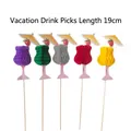 5-pack colorful 19cm honeycomb cocktail picks with small umbrellas for party drinks - Vacation Glass Picks