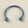 Deep blue stainless steel horseshoe ring with ball ends for piercing jewelry - Blue