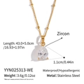 Detailed technical drawing of a stainless steel zircon teardrop pendant necklace size - White Waterdrop Style (YYN025313-WE)