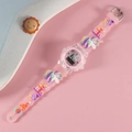 Pink waterproof digital watch for kids featuring 3D cartoon unicorn and castle strap - Unicorn 5 Pink