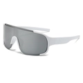 Gafas de Sol de Ciclismo Pantalla Grande Deporte Aire Libre Antiviento Running Esquí - Solo Gafas / Blanco Mate Espejo Plateado