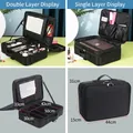 Large capacity black oxford makeup case with mirror and adjustable dividers for cosmetic storage - Extra Large Size (with Mirror) / Black