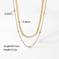 Collier double épaisseur chaîne serpent dorée avec perles et détails de dimensions - Collier (XKN0211) / Doré