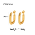 Pendientes rectangulares de acero de titanio dorado, altura 24,5mm y peso 11,66g - Estilo en forma de U dorado (JDE201830)