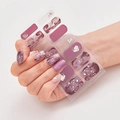 Close-up of laser bronzing marble nail stickers in purple and gold foil with macro details - Deep Light Purple Foil Sequin Marble Style (DQ3-107)