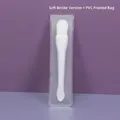 Dual-end silicone and soft bristle face mask brush with white handle and frosted PVC bag - PVC Frosted Bag / Soft Bristle