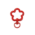 Red flower-shaped spring clasp key ring with rotatable alloy loop and glossy finish - Lacquer Red